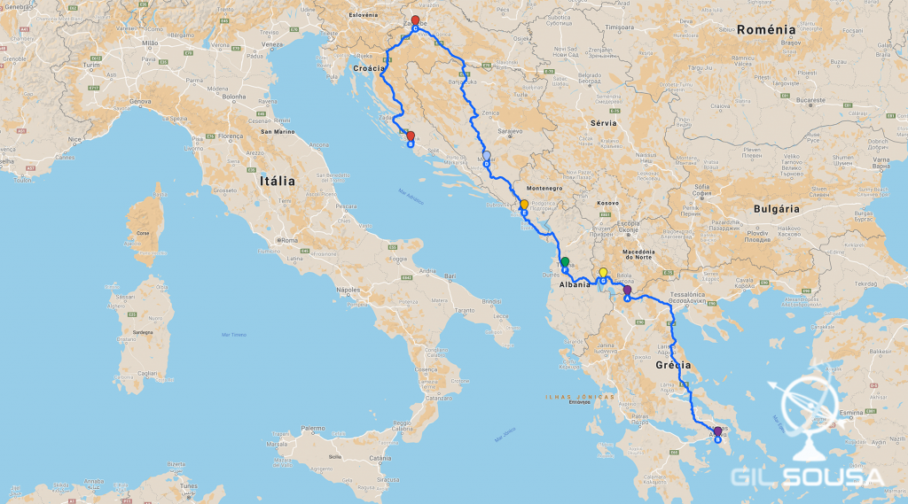 Map of the route through the Balkans