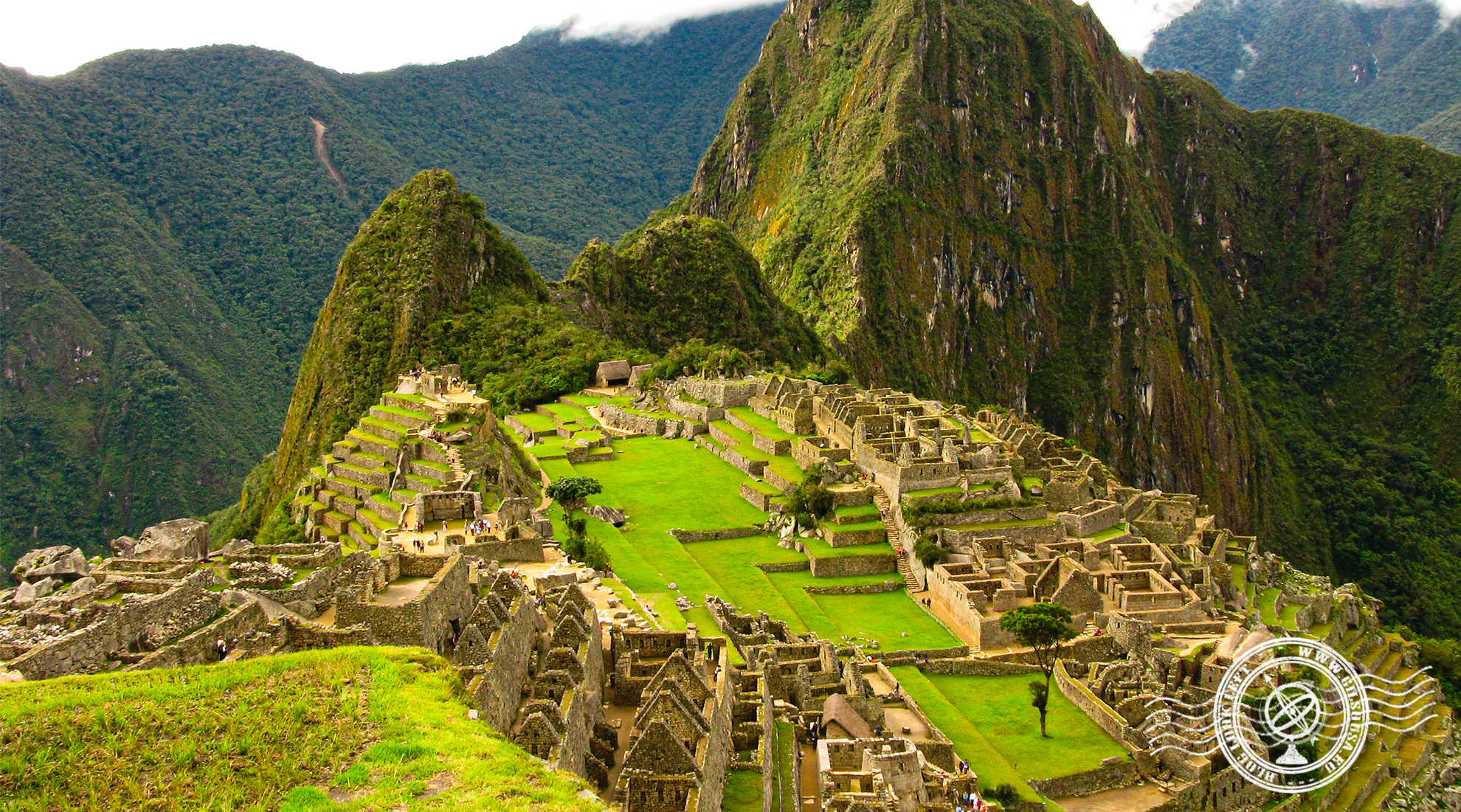 Classical view of Machu Picchu and Huayna Picchu