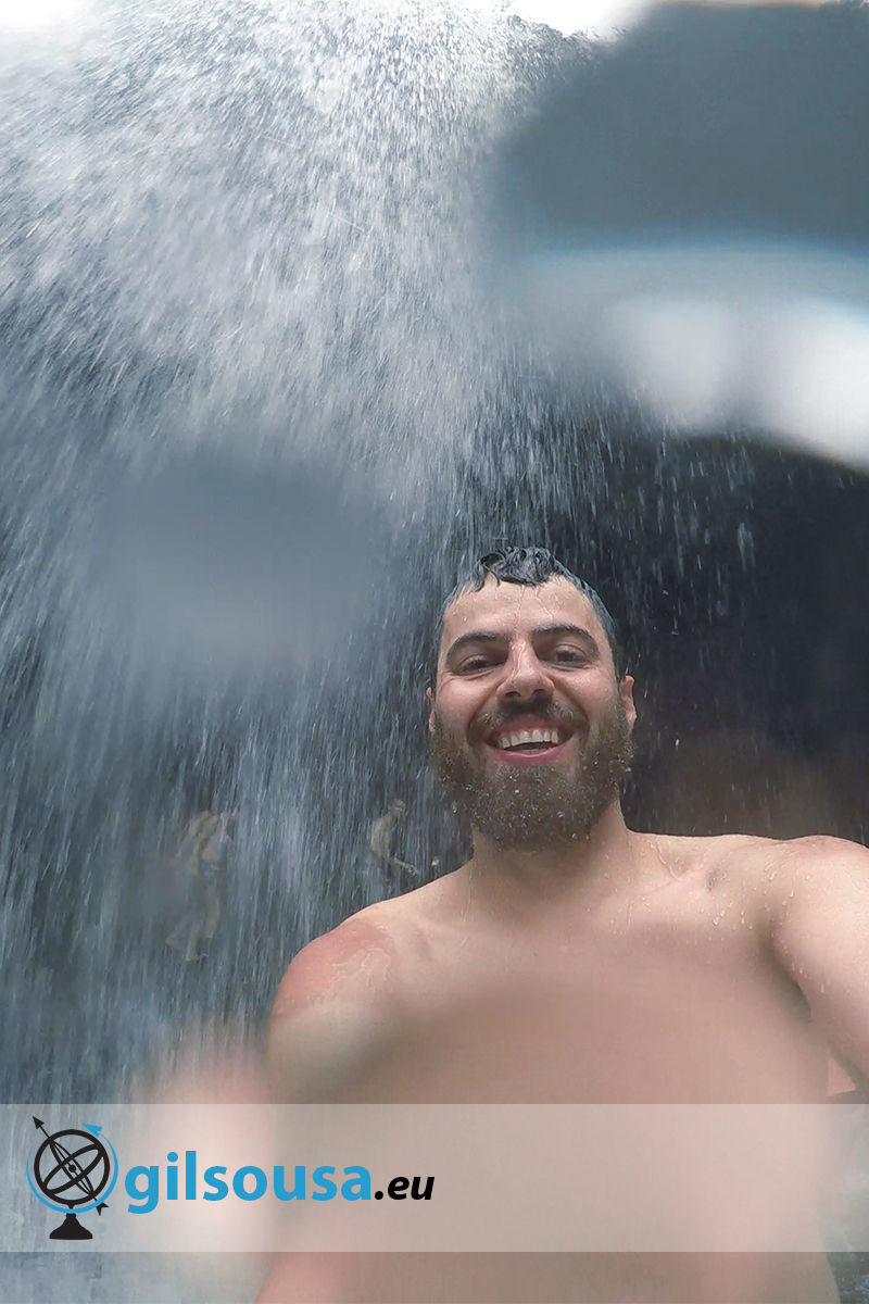 Selfie under a waterfall