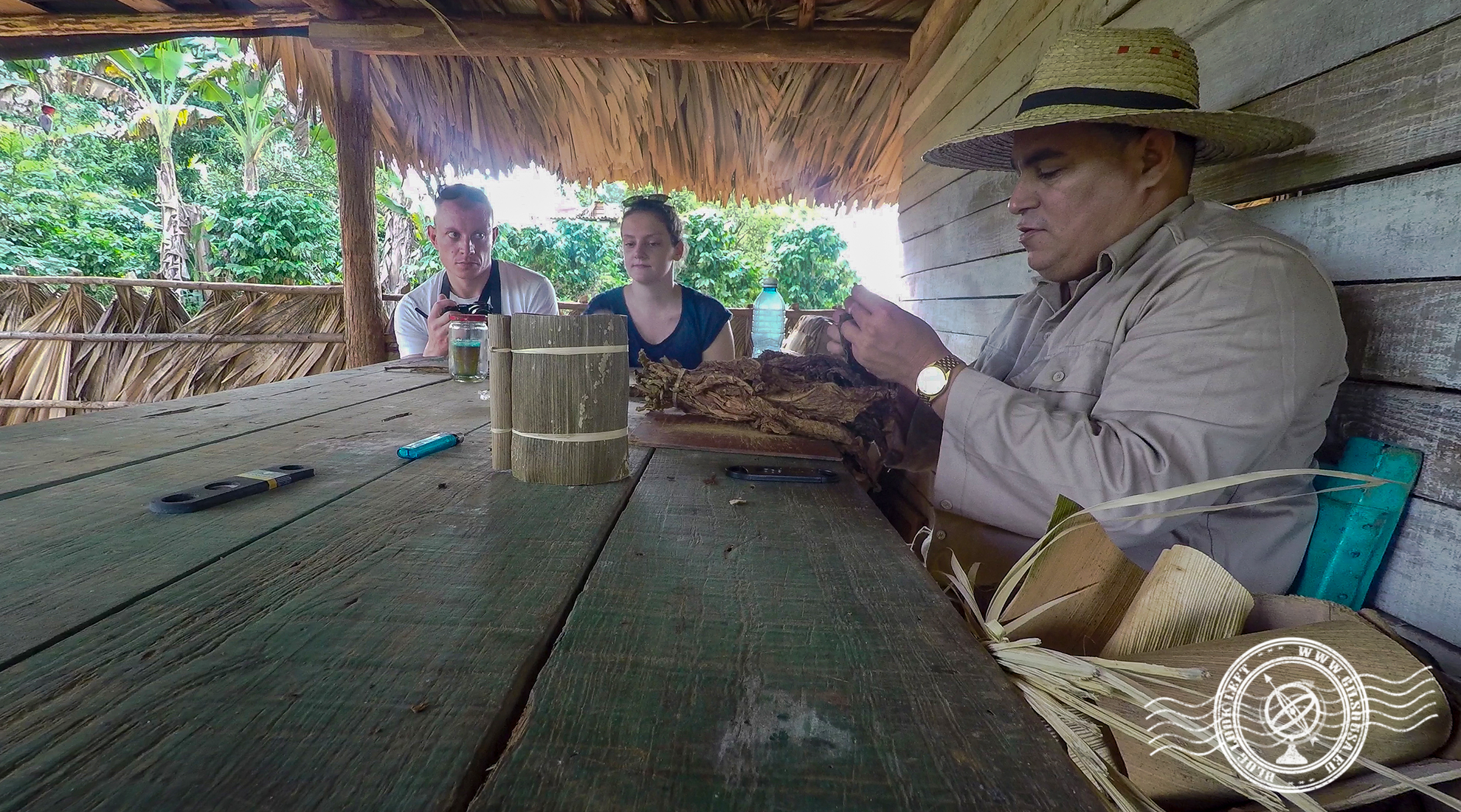 Farmer hand-rolling a cigar