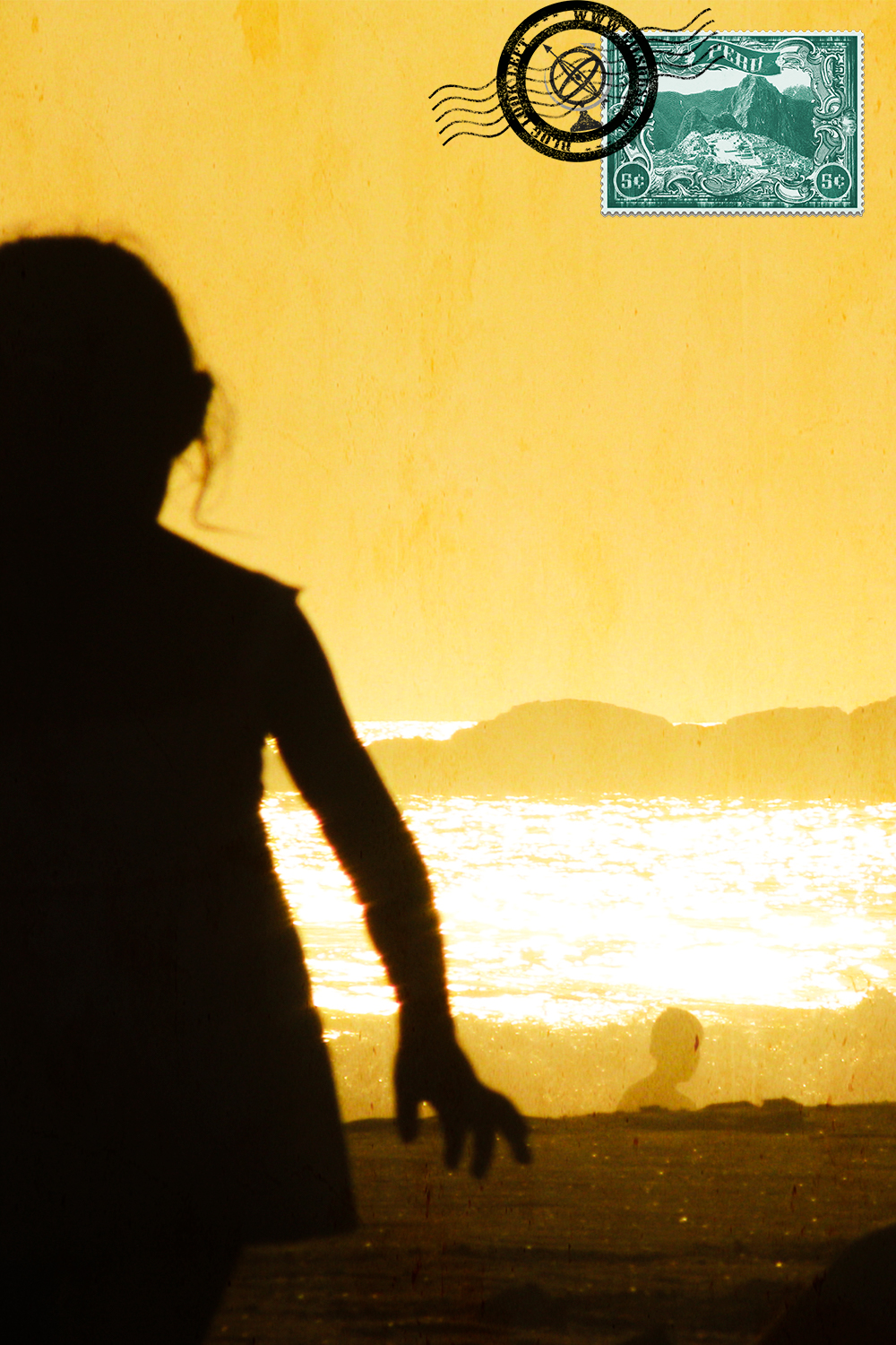 Girl at the beach in Mollendo at sunset