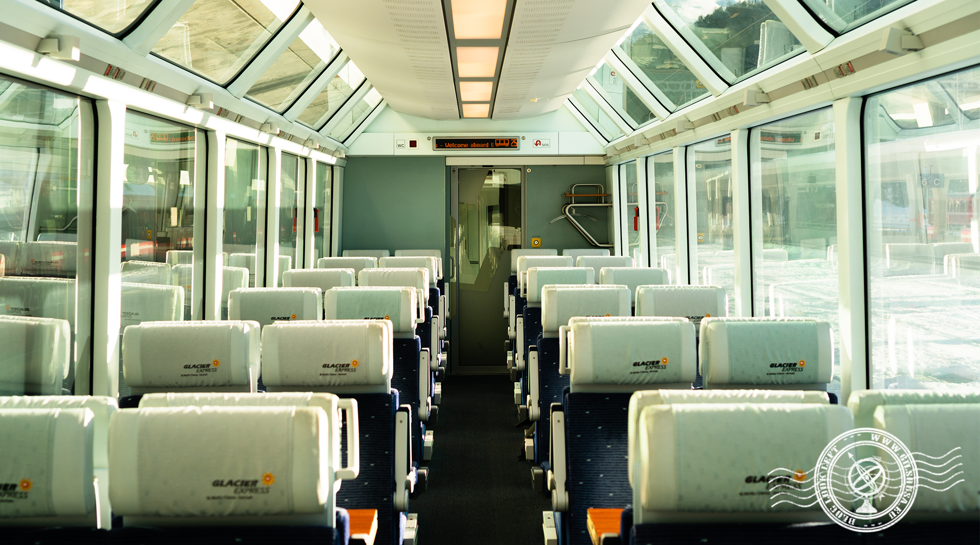 Interior do Glacier Express